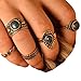 SUNSCSC Vintage Retro Gemstone Joint Knuckle Nail Ring Set of 5 Rings
