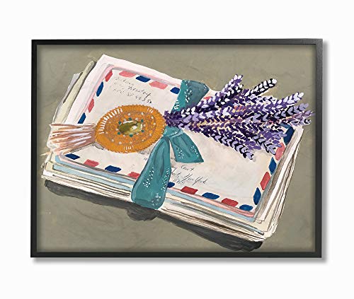 The Stupell Home Decor Painted Letters Sent with a Ribbon and Lavender Framed T…