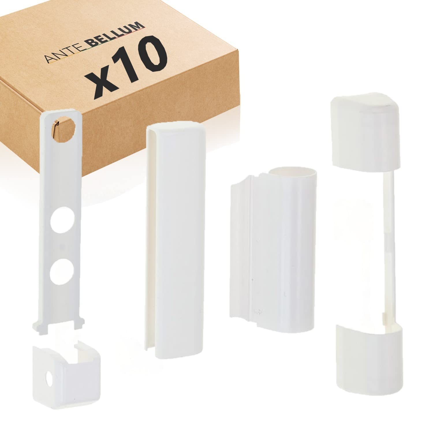 Ante bellum PVC Tape Covers Set - Plastic Caps for PVC Windows and Balcony Doors, Universal for Left or Right Mounting, Uniform Appearance, Easy Installation - White (Pack of 10)