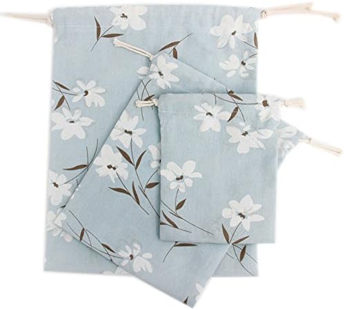 Riverer Gift Bags with Drawstring, Packing Storage Linen Jewelry Pouches Sacks for Wedding Party 12 pcs Daffodils Pattern, 5.5x6.3 Inches