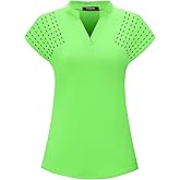 Felisou Womens V Neck Golf Polo Shirts Short Sleeve Sport Shirt Workout Tops