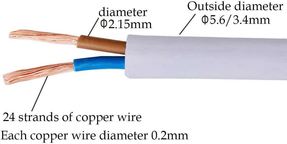 Electrical Wire, 2 Core Flat White PVC Mains Copper Wire High Temperature Resistance 2 x 0.75 mm² Power Cable Twin - Image 4