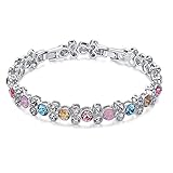 Bracelets,Women’s Bracelets CDE Tennis Bracelets Made with Swarovski Crystals for Women Mother's Day Gifts Bracelet Platinum Plated Anniversary Jewelry Gifts (Multicolor)