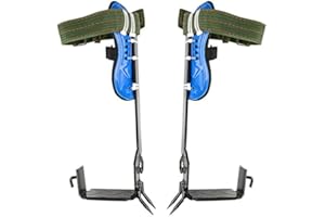 DYRABREST Tree Climbing Spikes Adjustable Climbing Tree Shoes Stainless Steel Tree Climbing Tool 2 Gears Set Adjustable Lanyard Rope Rescue Belt (blue)