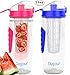 Dajour Fruit Infuser Water Bottle 32 Ounce NO BPA Sports Flavor Infusion Bottle - Plus Recipe Ebook and Cleaning Brush Included (2 Pack - Pink&Blue)