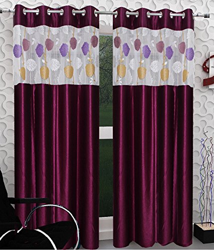 Buy Homefab India Set Of 4 Russel Net Wine Window Curtains 5x4ft