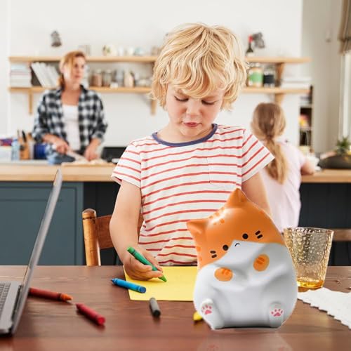 Cute Cat Stress Balls Squishy Toys, Foam Animal Shaped Stress Balls for Kids, Elastic Sensory Ball Party Favors, Comfort Items for Anxiety, Party Gift Basket Stuffers (Gray + Orange)