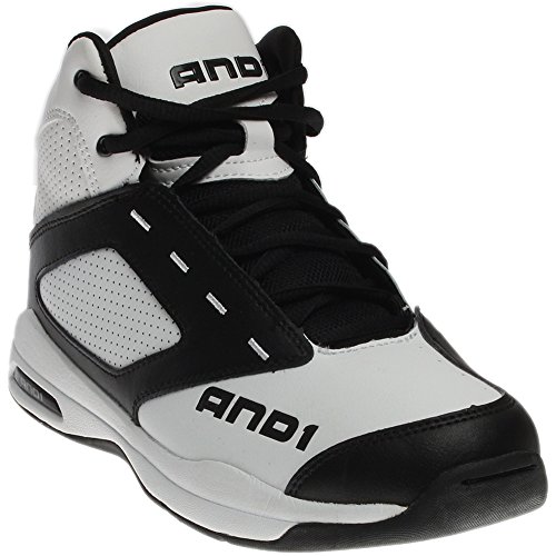 AND1 Men's Typhoon Mid Basketball Shoe,White/Black/White,US 12 M