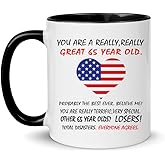 LXQM You're A Great 65 Year Old Mug, 65th Birthday Gifts for Women, 65th Birthday Gift for Men, 11 oz Novelty Coffee Mug Birthday Christmas 65th Gifts Ideas to Family, Coworker, Boss, Friend