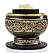 Alternative Imagination Premium Bundle of Black Carved Brass Incense Holder with Copal Resin. Comes with 10 Charcoal