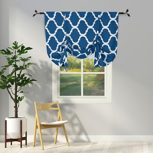 Melodieux Moroccan Thermal Insulated Tie Up Shade Room Darkening Blackout Rod Pocket Curtain for Small Window, 42 by 63 Inch, Royal Blue (1 Panel) — image 1