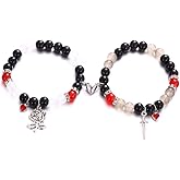 rgwtgkyh Cross Matching Bracelets for Couple Women Men Vintage Crucifix Heart Stone Bracelet Pink Green Beads Bracelets Friendship Relationship Promise Bracelet for Best Friends Trendy Jewelry Gifts