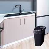 Caxmtu 10L Small Bathroom Trash Can Plastic Bin with Handle 2 Pack Black view 7