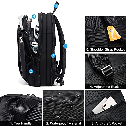 BANGE Slim Laptop Backpacks 17.3inch,Expandable Business Work Backpack