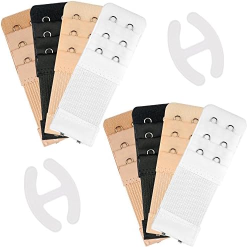 Bra Extenders,8pcs Cotton Bra Strap Extensions with 2 Bra Clips, 3 rows 2 Hooks