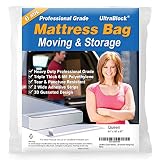 UltraBlock Mattress Bag for Moving, Storage or Disposal - Queen Size Heavy Duty Triple Thick 6 Mil Tear & Puncture Resistant Bag with Two Extra Wide Adhesive Strips