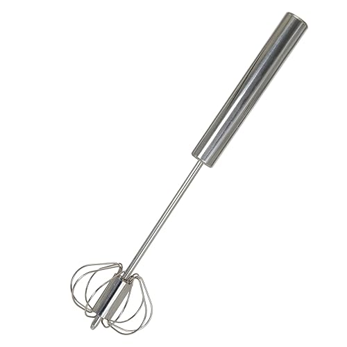 Casoter Semi-Automatic Whisk Stainless Steel Egg Whisk, 25.4 cm Milk Frother Rotating Push Mixer