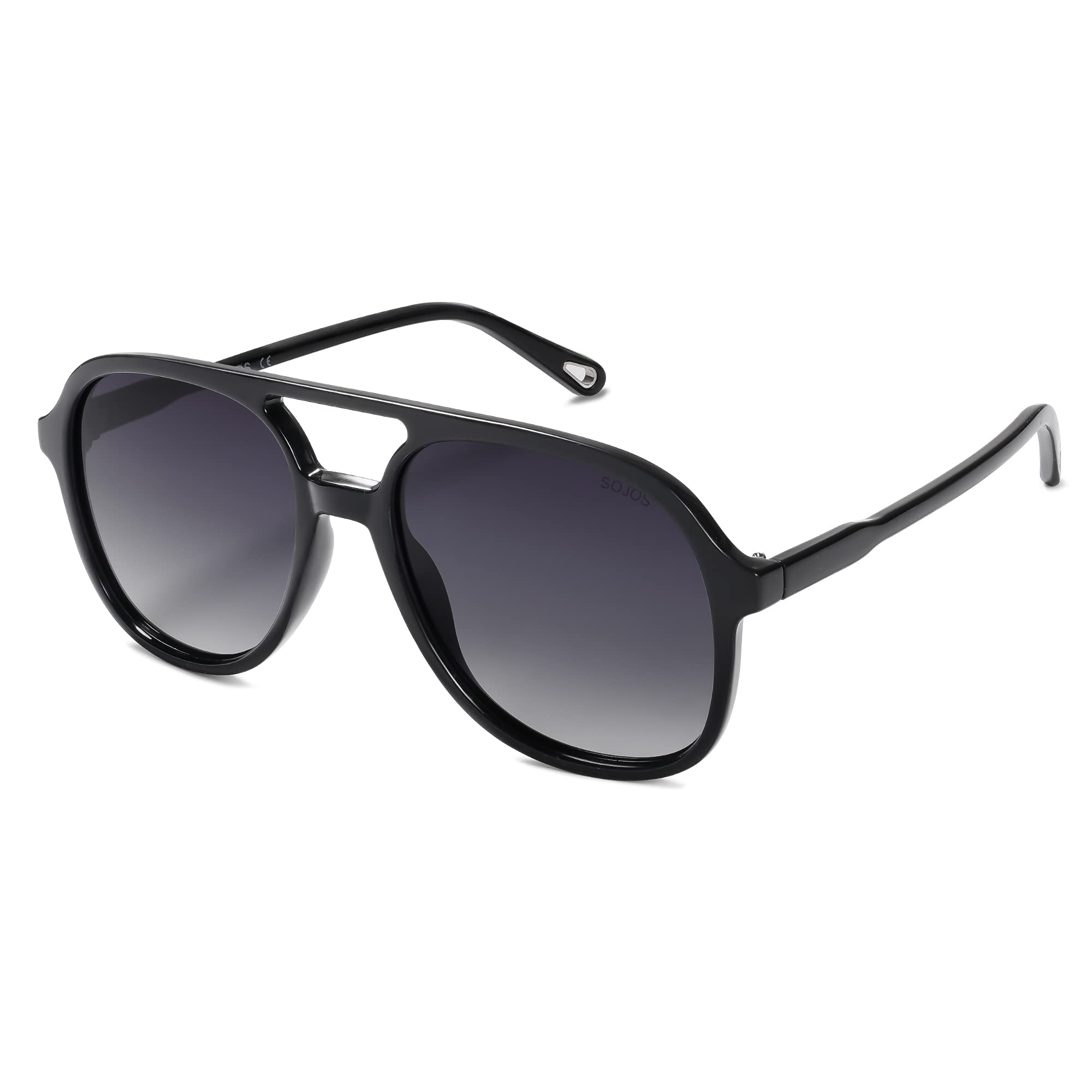 Photo 1 of SOJOS Retro Polarized Aviator Sunglasses Womens Mens Classic 70s Vintage Trendy Square Aviators SJ2174, Black/Grey