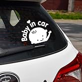 2 Pcs 5.12 x 6.3 Inch White Baby in Car Stickers Reflective Warning Stickers for Car