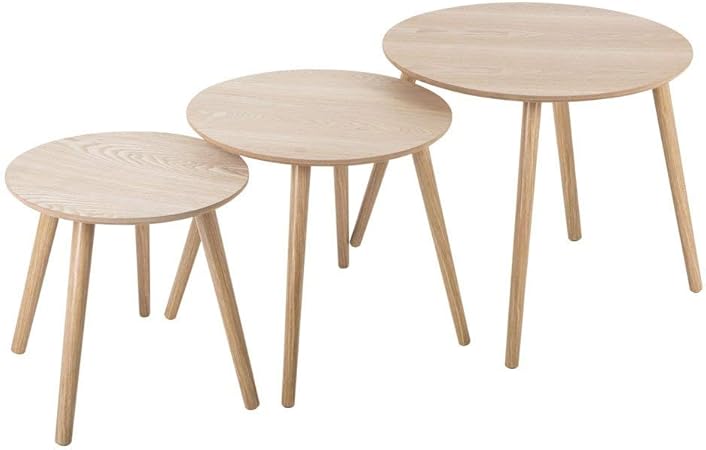 Mesa De Centro Redonda De Madera De Mileo X 3 Amazon Es Hogar