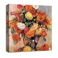 Canvas Wall Art Vase of Flowers by Pierre-Auguste Renoir Canvas Prints Home Artwork Decoration for Living Room,Bedroom - 12x12 inches