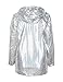 Haoduoyi Womens Silver Holographic Sequin Hooded Jacket/ Crop T Shirt