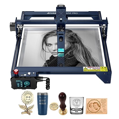 51eRO8E+cML Atomstack A10 Pro Laser Graviermaschine 50W, Laserschneider Mit 10W Ausgangsleistung, Offline-Gravur &Amp; Touch-Steuerung, Dual Compressed Spot Für Holz, Metall, Acryl, Leder, Keramik, 11000Mm/Min