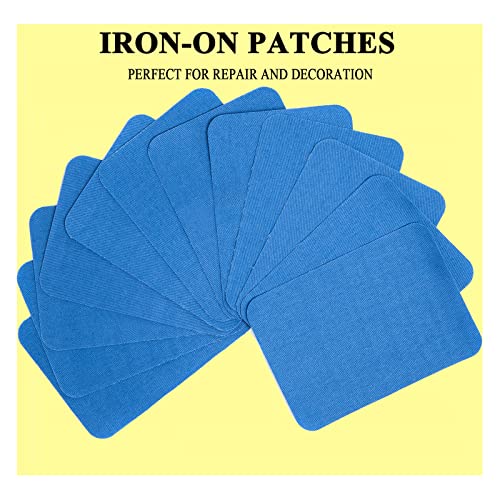GYGYL 12Pcs 100% Cotton Iron-on Patches, Repair Patches for Clothing, Iron on for Inside Jeans and Clothing Repair (Royal Blue )