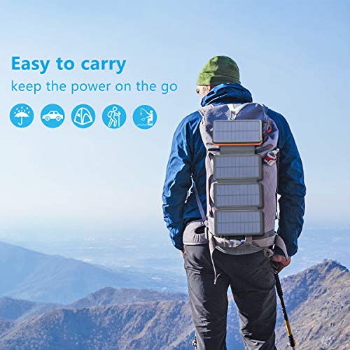 image for Solar Charger 25000mAh ADDTOP Portable Solar Power Bank with Type-C In