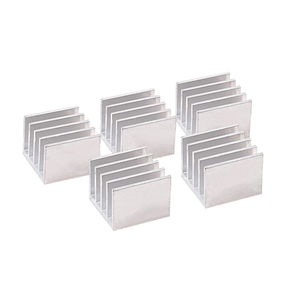 Othmro 5 Pcs Silver Tone Aluminum Heat Sink Heatsink Cooler Radiator 20x20x16mm(LxWxH) for CPU Cooling