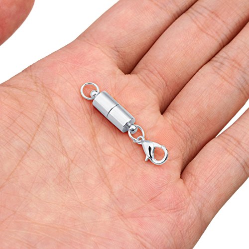 Linsoir Beads 10 Sets Smooth Tube Easy Magnetic Clasp Converters Strong Lobster Closure Necklace Silver Plated - Thumbnail 4