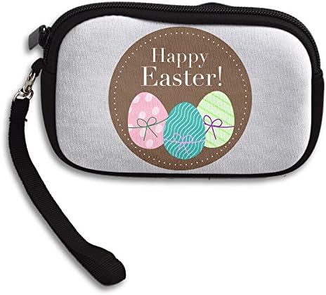 Happy Easter Colorful Eggs Comfortable Coin Purse Storage Package Wallet Zipper Mini Wallet