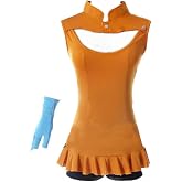 Nsoking Women's Costume Suit Cosplay Yellow Dress Shorts Glove Suit Uniform Costume Outfits