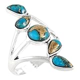 Turquoise Ring Sterling Silver 925 Genuine Turquoise Size 6 to 11