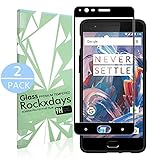 [2 Pack] OnePlus 3/OnePlus 3T, Rockxdays [Easy Installation] 3D Full Coverage Ultra Clear Film Edge Tempered Glass Screen Protector for OnePlus 3/OnePlus 3T black