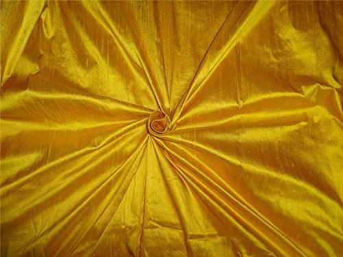 100% Pure SILK Dupioni FABRIC golden yellow 54" with slubs
