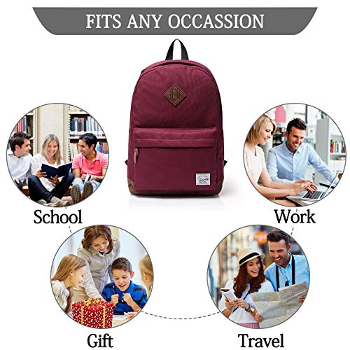 burgundy school backpack