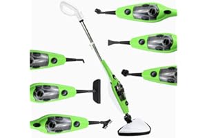 QIMU Electric Cleaner Floor Hot Steam Mop 10-in-1 Handheld Steam Cleaner Detachable Floor Steamers for Tile, Hardwood Floors, Laminate, Glass, Fabric, Garments, with 3.5m Power Cord & 10 Accessories