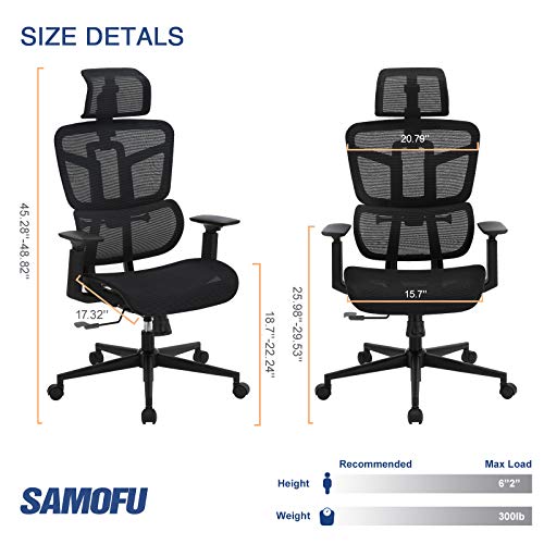 SAMOFU Office Chair Ergonomic High Back Desk Chair with Backrest
