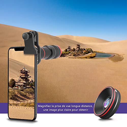 Selvim Kit d’Objectif Smartphone, Téléobjectif x22, Objectif Macro x25, Objectif Fisheye 235°, Objectif Grand Angle x0…