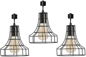 KIVEN Industrial H-Type Track Pendant Lighting Commercial Track Lighting- Rustic Adjustable Industrial Track Light- Kitchen Track Lighting,Set of 3