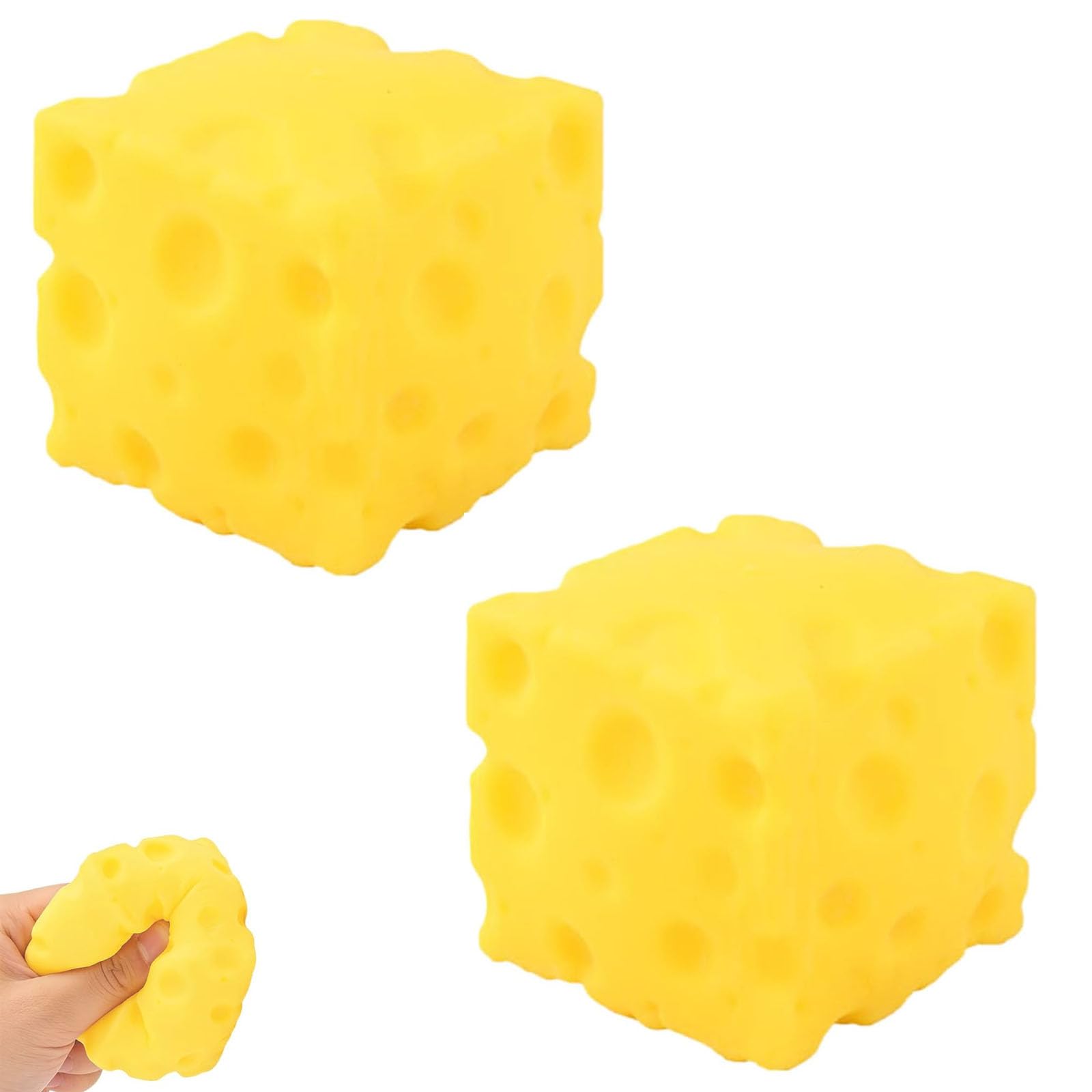 2 Pcs Cheese Squishy Big Giant Cube Block Slow Rising Squeeze Toy Cheeses Food Squeeze Toy Soft Novelty Toy Stress & Anxiety Relief Fidget Giftr for Adults & Kids