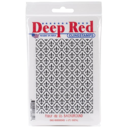 Deep Red Stamps Fleur De Lis Background Rubber Stamp