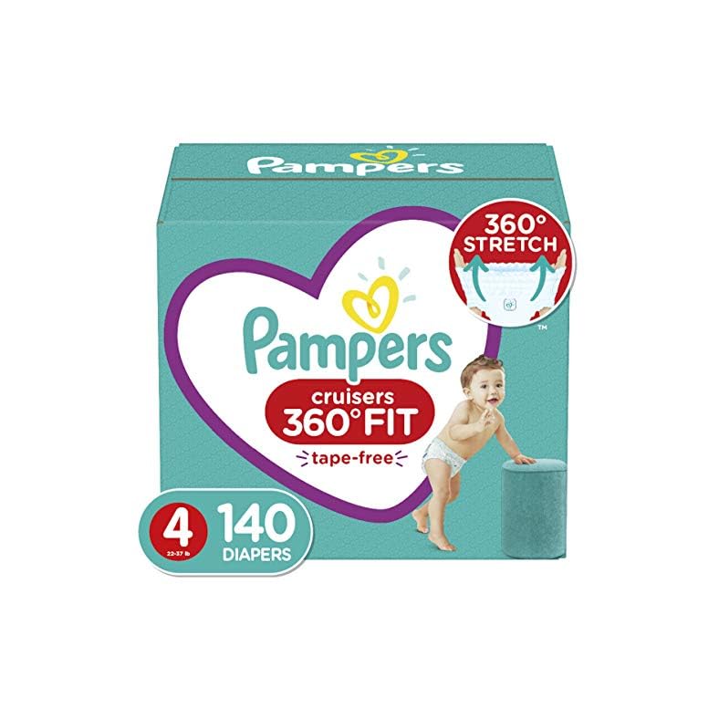 Diapers Size 4, 140 Count – Pampers Pull On Cruisers 360 degree Fit Disposable Baby Diapers with Stretchy Waistband, ONE…