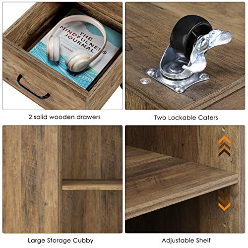 HOMECHO Sofa Side, End Table, Mobile Nightstand with Drawer and