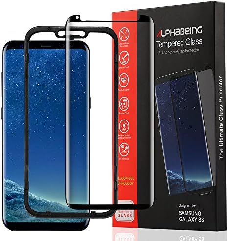 Galaxy S8 Screen Protector Glass [Full Screen Adhesive] AlphaBeing HD Clear 3D Tempered Glass Screen Protector for Samsung Galaxy S8