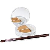 Sheer Cover Studio – Conceal and Brighten Highlight Trio – Two-Toned Concealers – Shimmering Highlighter – Medium/Tan Shade – With FREE Concealer Brush – 3 Grams