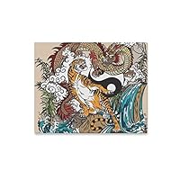 JTMOVING Wall Art Painting Chinese Dragon Versus Tiger Landscape Waterfall Prints On Canvas The Picture Landscape Pictures Oil for Home Modern Decoration Print Decor for Living Room