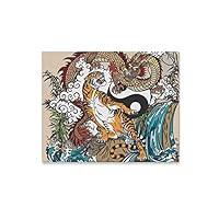 JTMOVING Wall Art Painting Chinese Dragon Versus Tiger Landscape Waterfall Prints On Canvas The Picture Landscape Pictures Oil for Home Modern Decoration Print Decor for Living Room