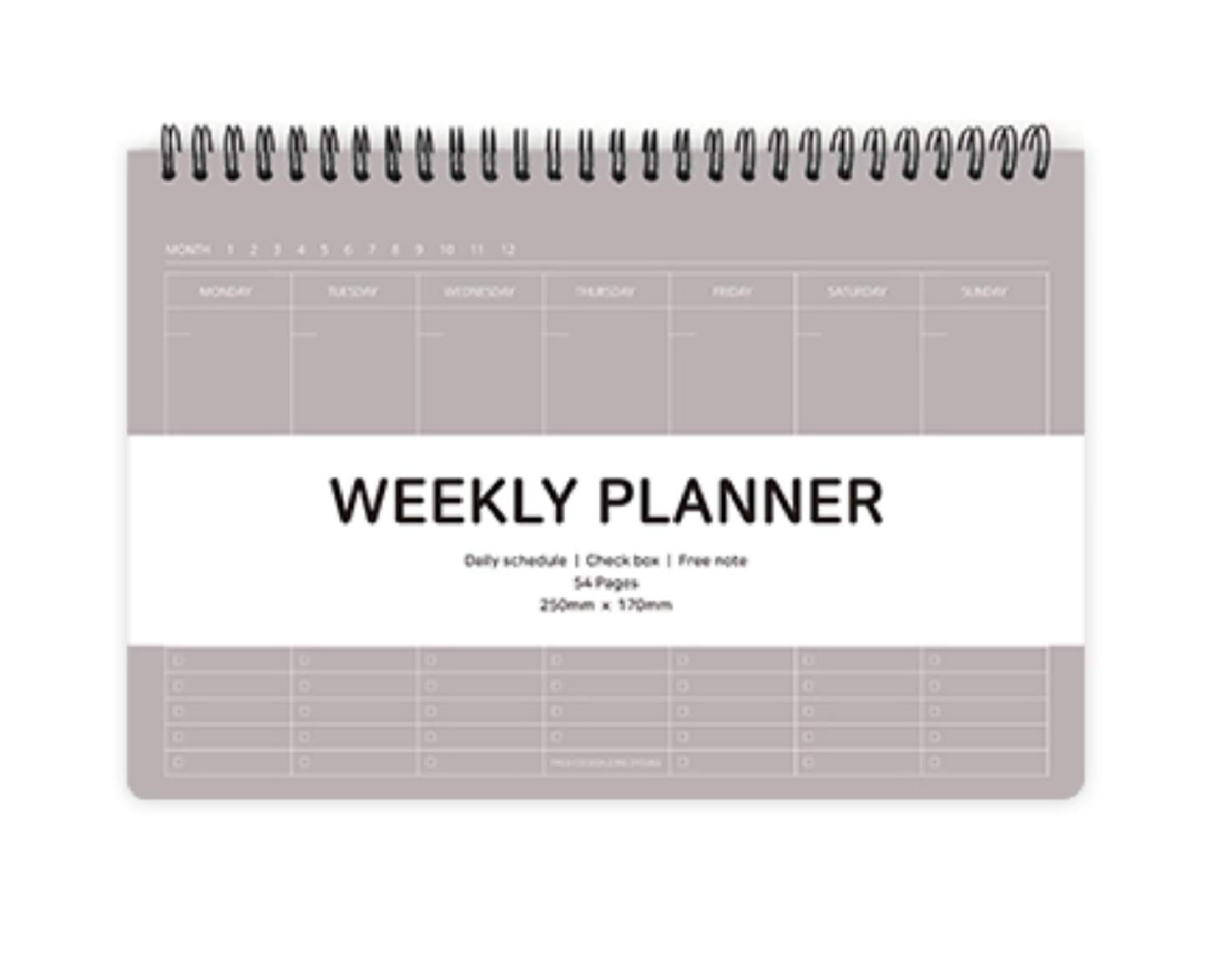 Elite Check Weekly Planner - Wirebound Undated Weekly & Daily Scheduler, Check Box, Free Note / 250 x 170 mm (Gray)